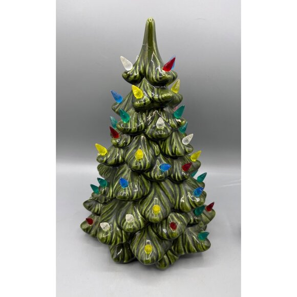 Vtg Ceramic Christmas Tree With Multicolored Lights 10" Electric - Picture 1 of 11